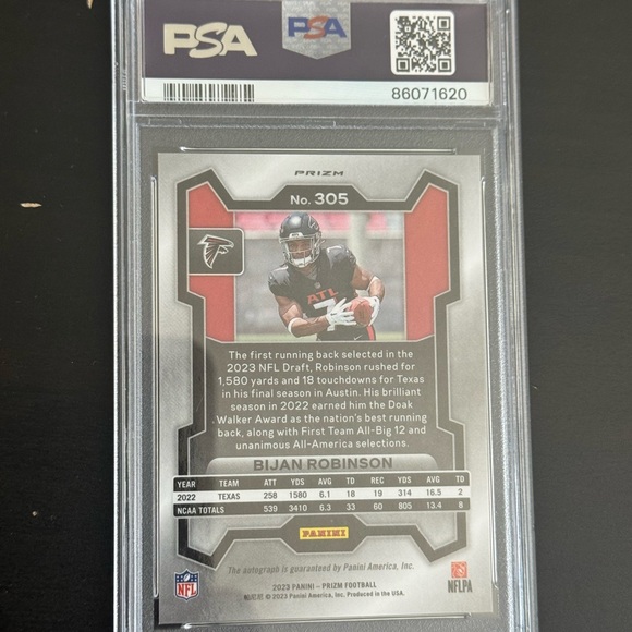 Bijan Robinson rookie auto Psa 9 - Picture 2 of 2